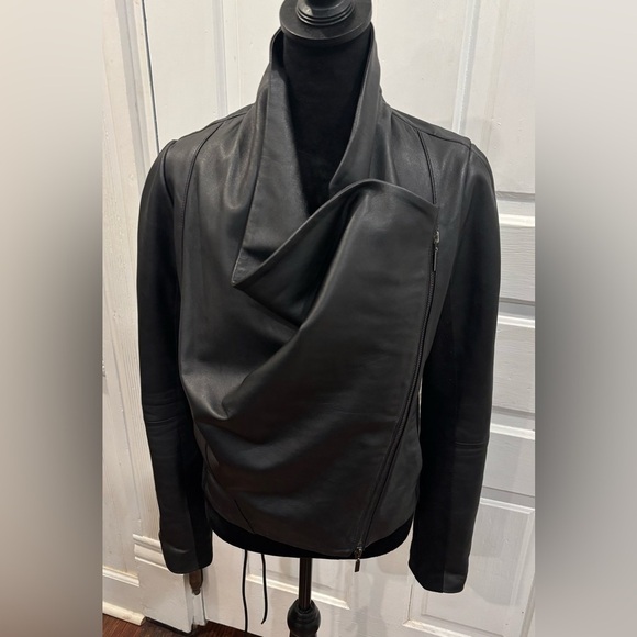 BCBGeneration Jackets & Blazers - BcBGGeneration  Genuine Leather Vintage Moto Cowl Neck Jacket Sz M Rn 80734